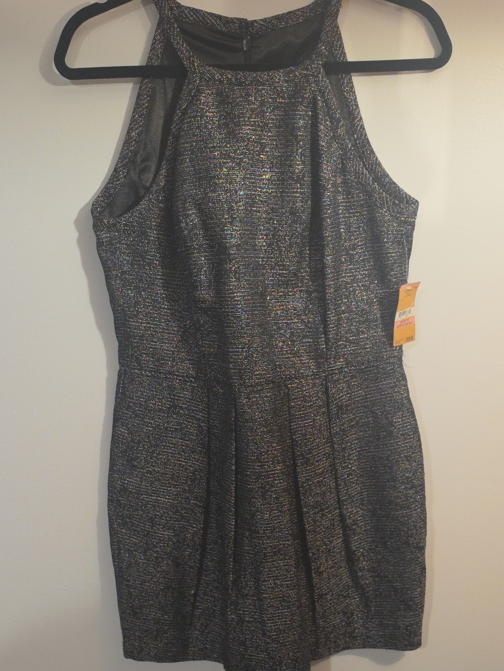 RACHEL Rachel Roy Black Metallic-Thread Halter Mini Dress